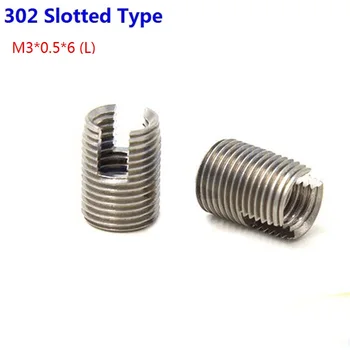 

100pcs/Lot Stainless Steel M3X0.5 Self Tapping Thread Inserts 302 Slotted Type insert Bushing Screws M3*0.5*6 (L)