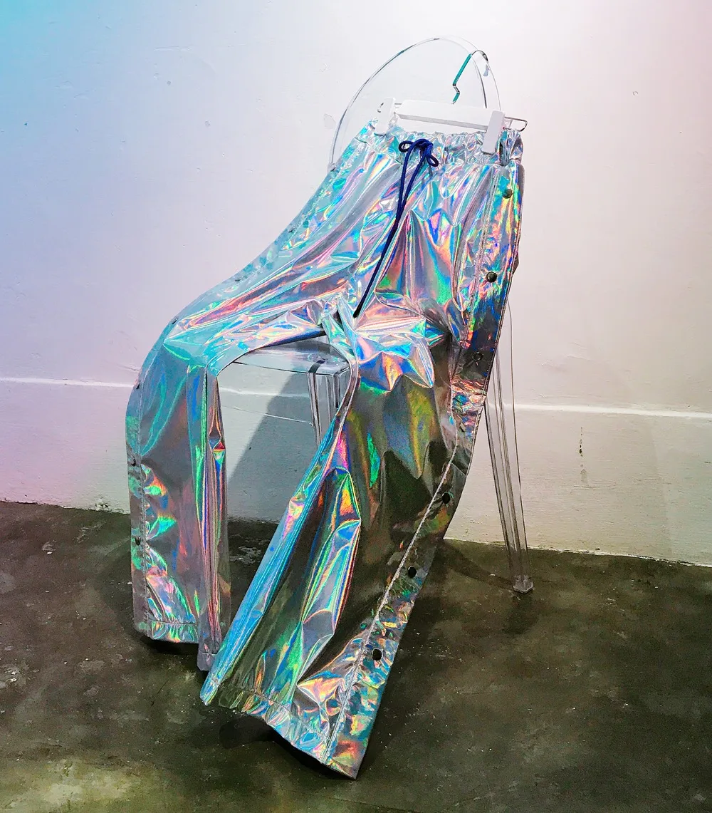 

Hologram Pants Shine Bling Bling Rainbow Laser Loosen Punk Rock Club Bar Sexy Costumes Big Leg Split Pants