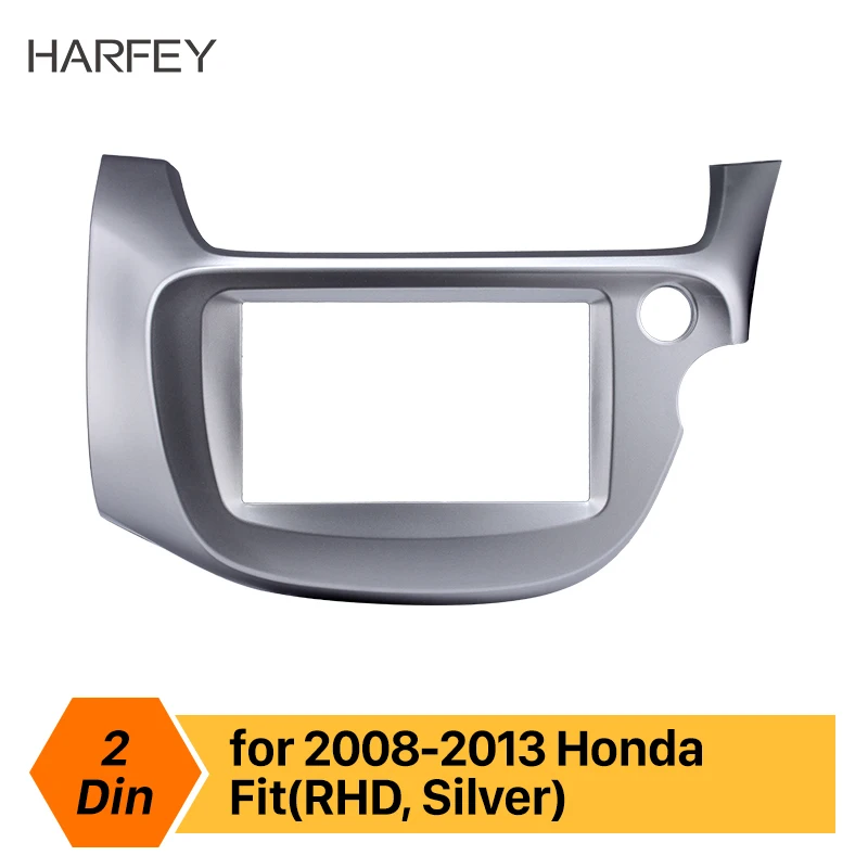 

Harfey Silver 2 Din Car Radio Fascia Audio frame Stereo Interface Panel Adaptor for Honda Fit RHD Installation kit Cover Trim