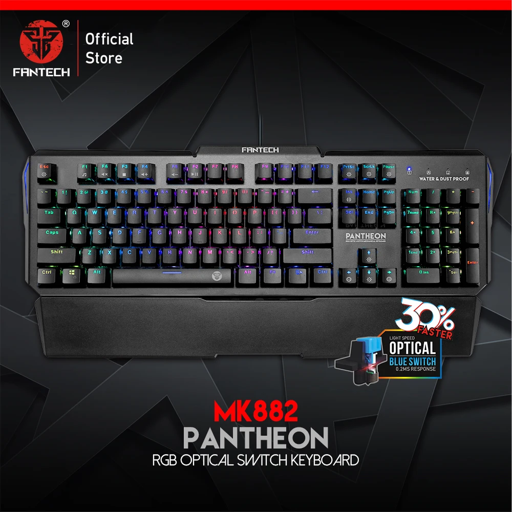 

FANTECH MK882 Optical Axis Keyboard English 104 Keys Waterproof Gaming Keyboard All Buttons Have No Conflicts For Keyboard Gamer