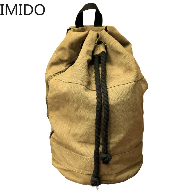 

IMIDO New Men's Backpack Large Capacity Men Drawstring Backpack Canvas Bucket Unisex Fashionable Concise Male Schoolbag Fashion