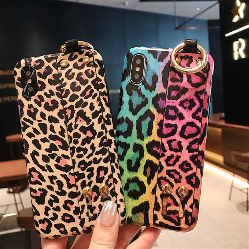 

Soft Silicone Vintage Case Leopard Print Lanyard Case For iPhone 6 6s 7 8 Plus Phone Case For iPhone X XR XS MAX Coque Capa #15