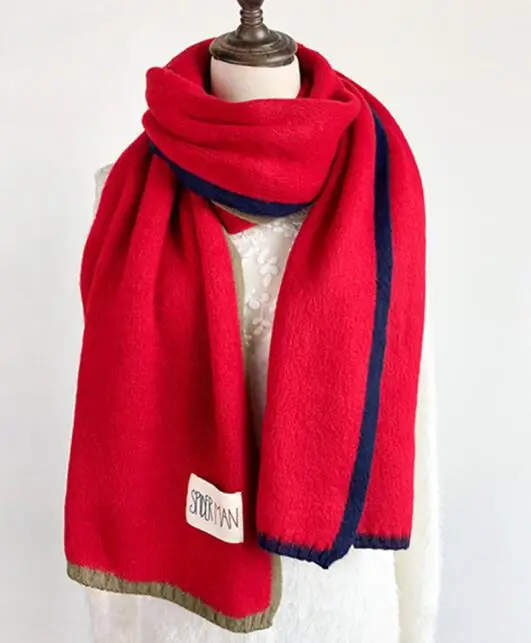 IANLAN/ женский шерстяной вязаный шарф в японском стиле для девочек, имитация кашемира, длинный широкий шарф, зимний студенческий жаккардовый шарф IL00088 - Цвет: Red