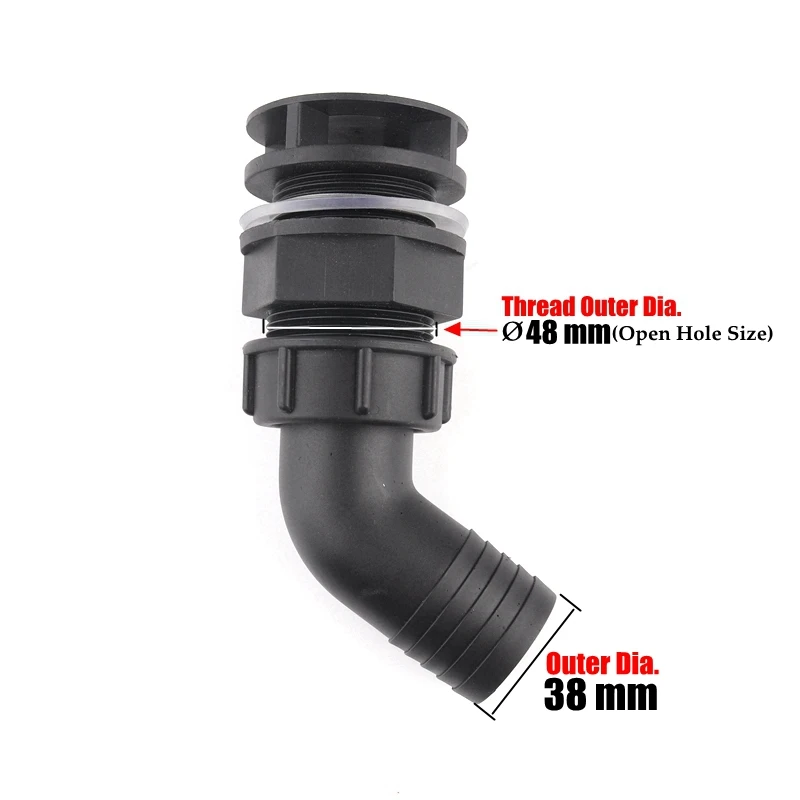 Bucket Bottom Outlet Pipe Connectors 20mm~38mm Aquarium Elbow Bulkhead Connector Drain Agricultural Sprayer Agitator Joints