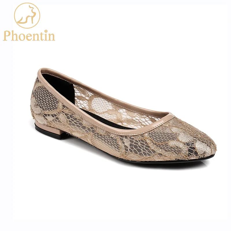 

Phoentin black women breathables mesh shoes new round toe patchwork womens retro boat shoes genuine leather plus size flat FT517