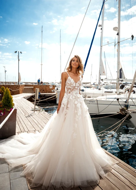 Eslieb Vestido de Noiva 2019 свадебное платье принцессы Аппликация Кружева V шеи Свадебное платье халат де mariée бретельках HA069