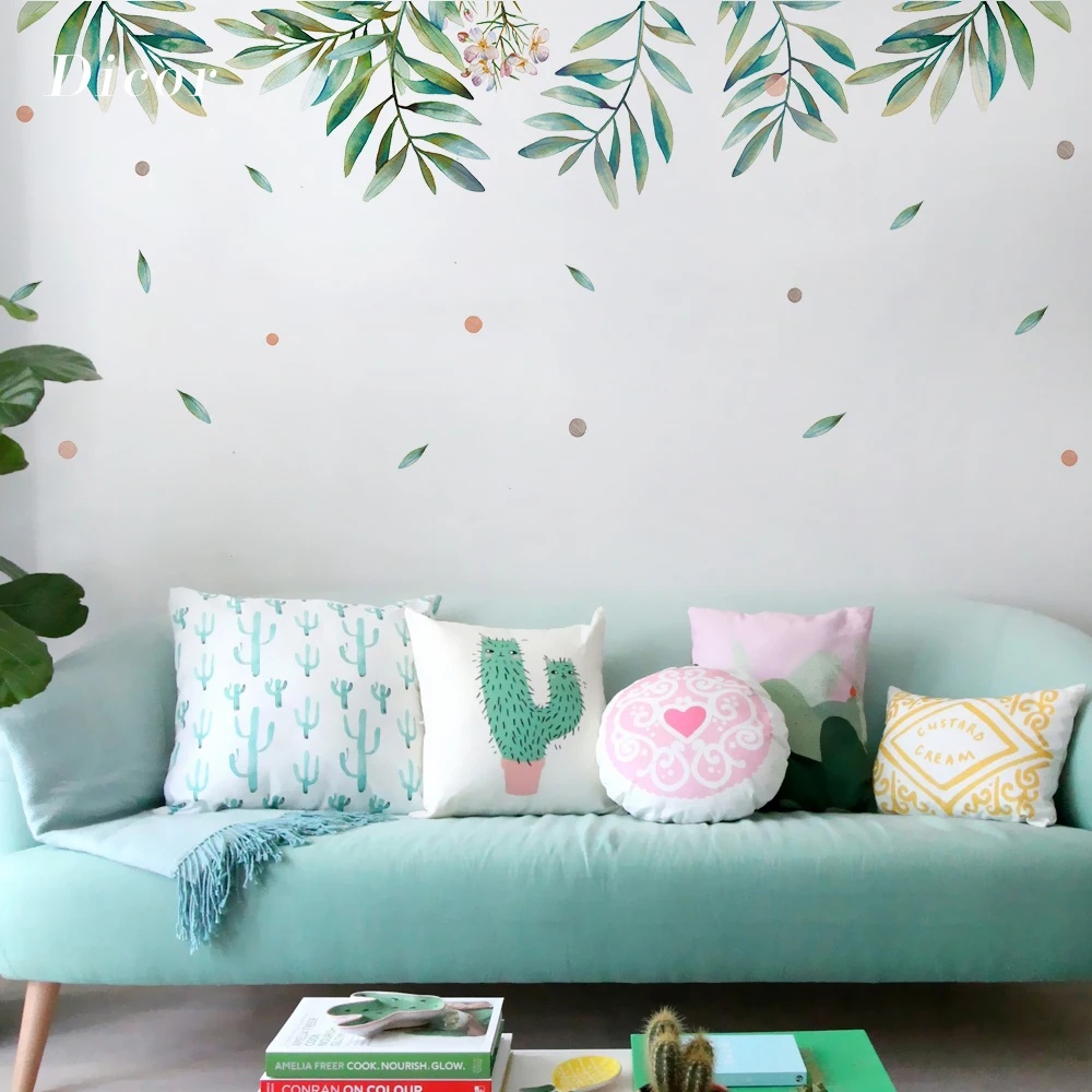 

DICOR PVC Waterproof Removable Wall Sticker Leaves for Living Room Shooting Background Home Decor QT1194