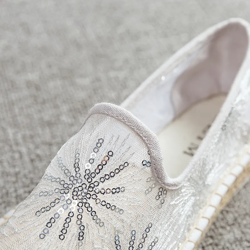 Bling Women Platform Fisherman Shoes Lace Slip-on Casual Loafers Flats Breathable Mules Vintage Ladies Women's Espadrilles Shoes (11)