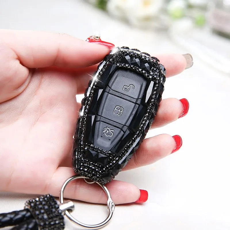 

LUNASBORE Luxury Diamond Bling Car Key Case Cover/ Key Shell Holder Key Pack Cover Accessories For Ford Kuga / Eco sport