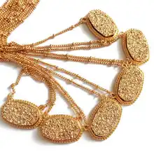 Пусть это будет золото мини овальный Друза колье ожерелье для женщин Мода KS ювелирные изделия оптом