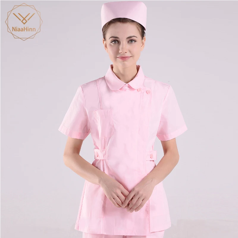 Rosa Laboratorio Cappotto Medico Abbigliamento Infermiera Ospedale Scienziato School Fancy Dress Costume per Gli Adulti di Usura del Lavoro Uniforme Delle Donne Scrub Set