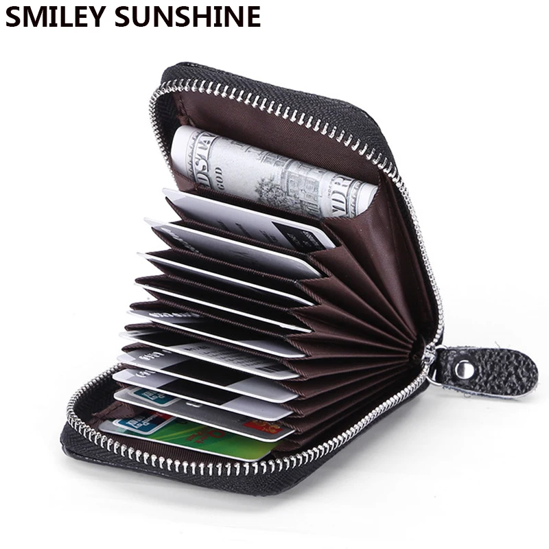 Держатель для банковских карт SMILEY SUNSHINE из натуральной кожи с rfid защитой|porte carte|card
