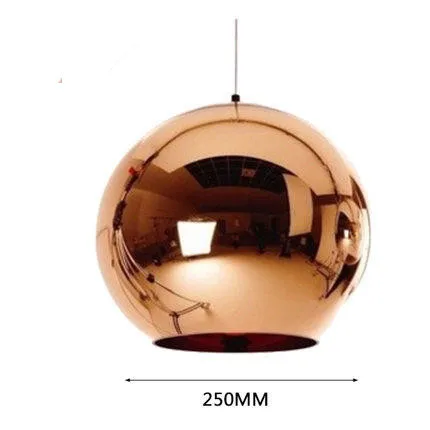Подвеска в виде стеклянного шара, современные люстры, зеркальный шар, подвесной светильник, светильник для дома, кухни, декоративное освещение - Цвет абажура: copper 250mm