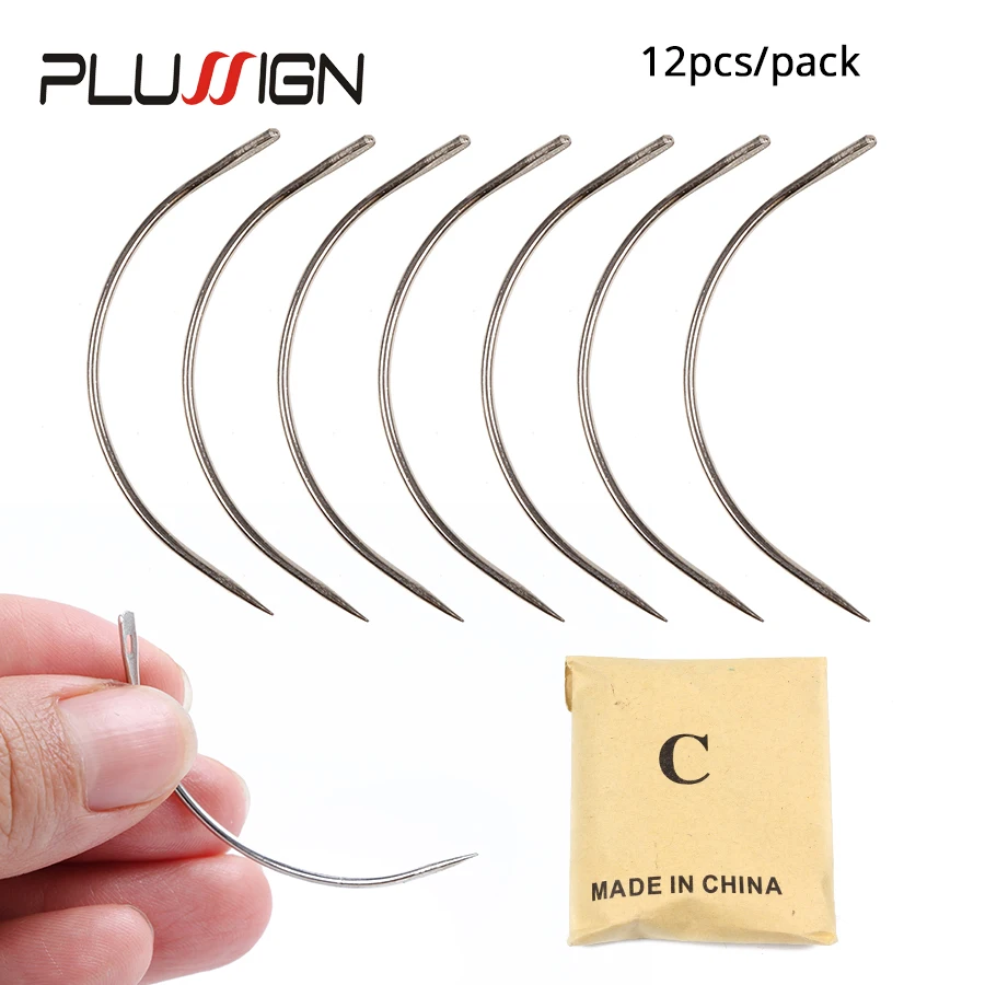 

Plussign 12Pcs/Lot Stainless Steel Curved Needles C Type Wig Making Needles Making Lace Wig Hair Necessary Accessories Tools