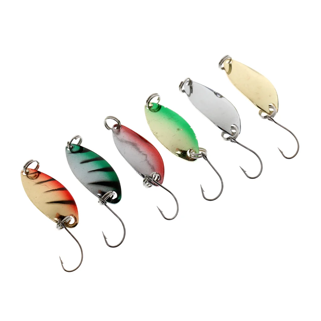 6pcs Artifical Lure Fishing Spoon Lures Metal Hard Baits Topwater Sequins for Saltwater Freshwater Fishing Lures