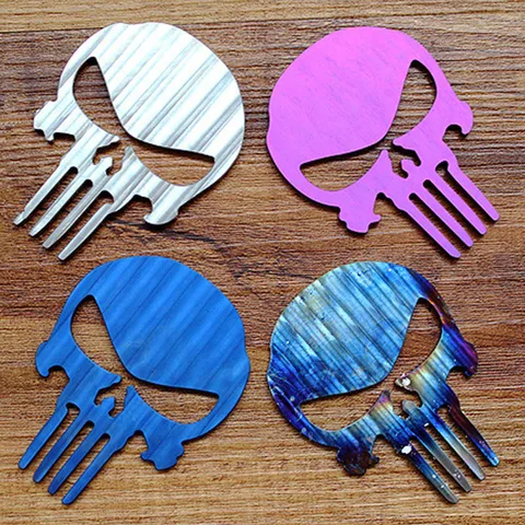 Liga de Titânio Adesivos de Metal Adesivos de Carro Forma Punisher Enferrujado Corroído Edc Telefone Adesivos Decorativos Acessórios 1pc Não