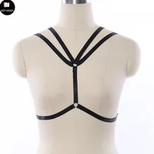 Женская Черная подпруга Готический регулируемый пояс для тела праздничная одежда Harajuku танцевальное платье бондаж укороченный Бандаж Бюстгальтер