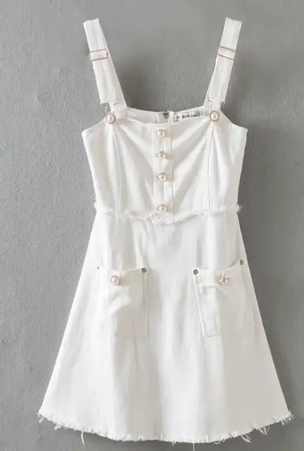 buckle strap denim dress