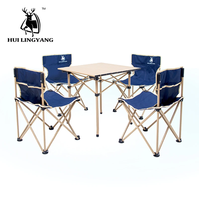 

Outdoor Portable Ultralight Height-Adjustable Aluminum Table Folding Outdoor Table Stool Set for Dining Picnic Camping Chair Set