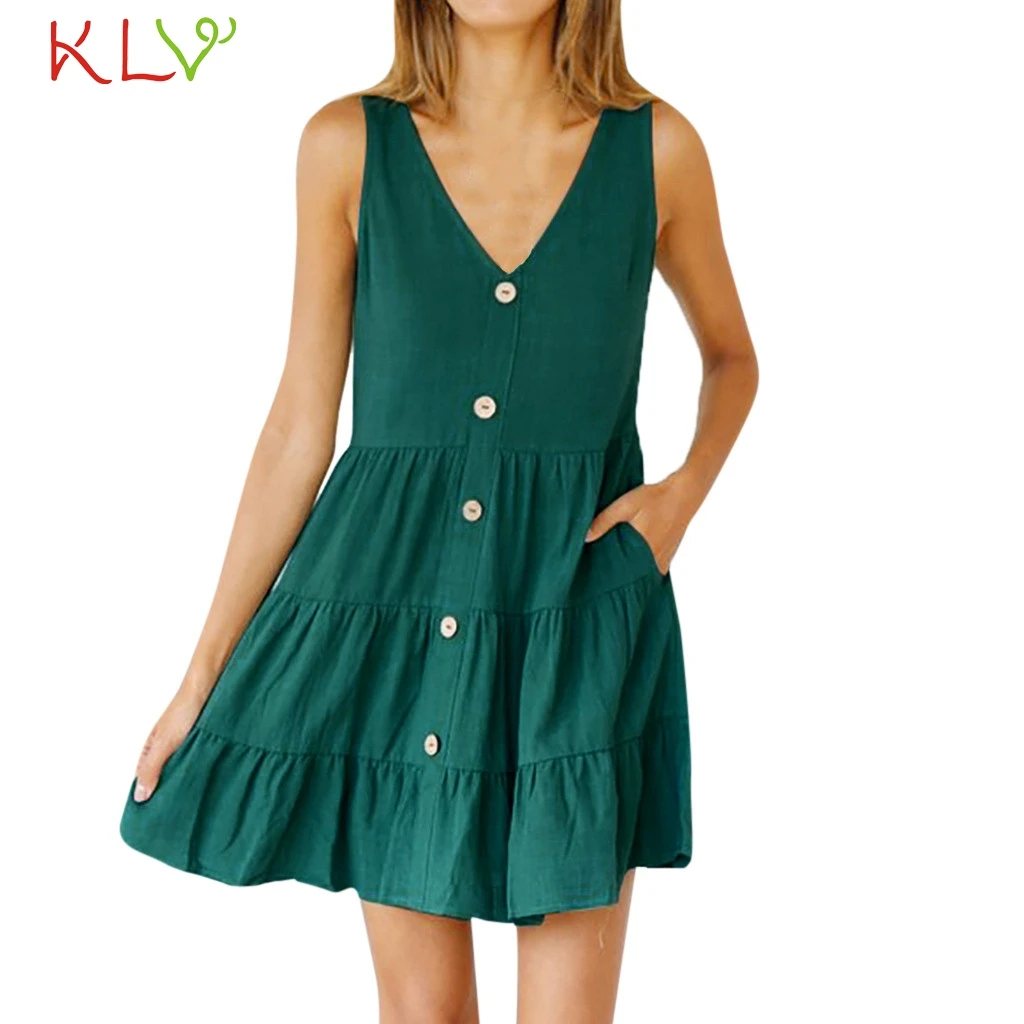 

Dress Women Sleeveless Pockets Casual Summer Dress Elegant Fashion Party Night Dress 2019 Plus Size Vestidos Robe Femme 19Apr24