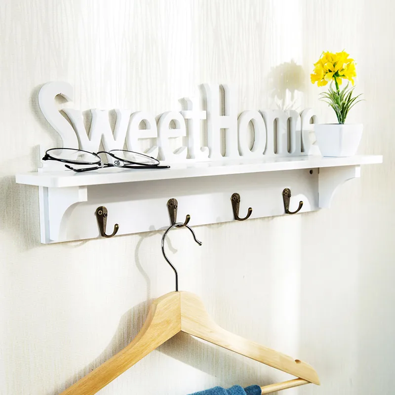 

Wall wood baffle hooks wall coat racks creative door hanger hanging hangers wall hanging shelves Storage Rack Wall Shelf 65530