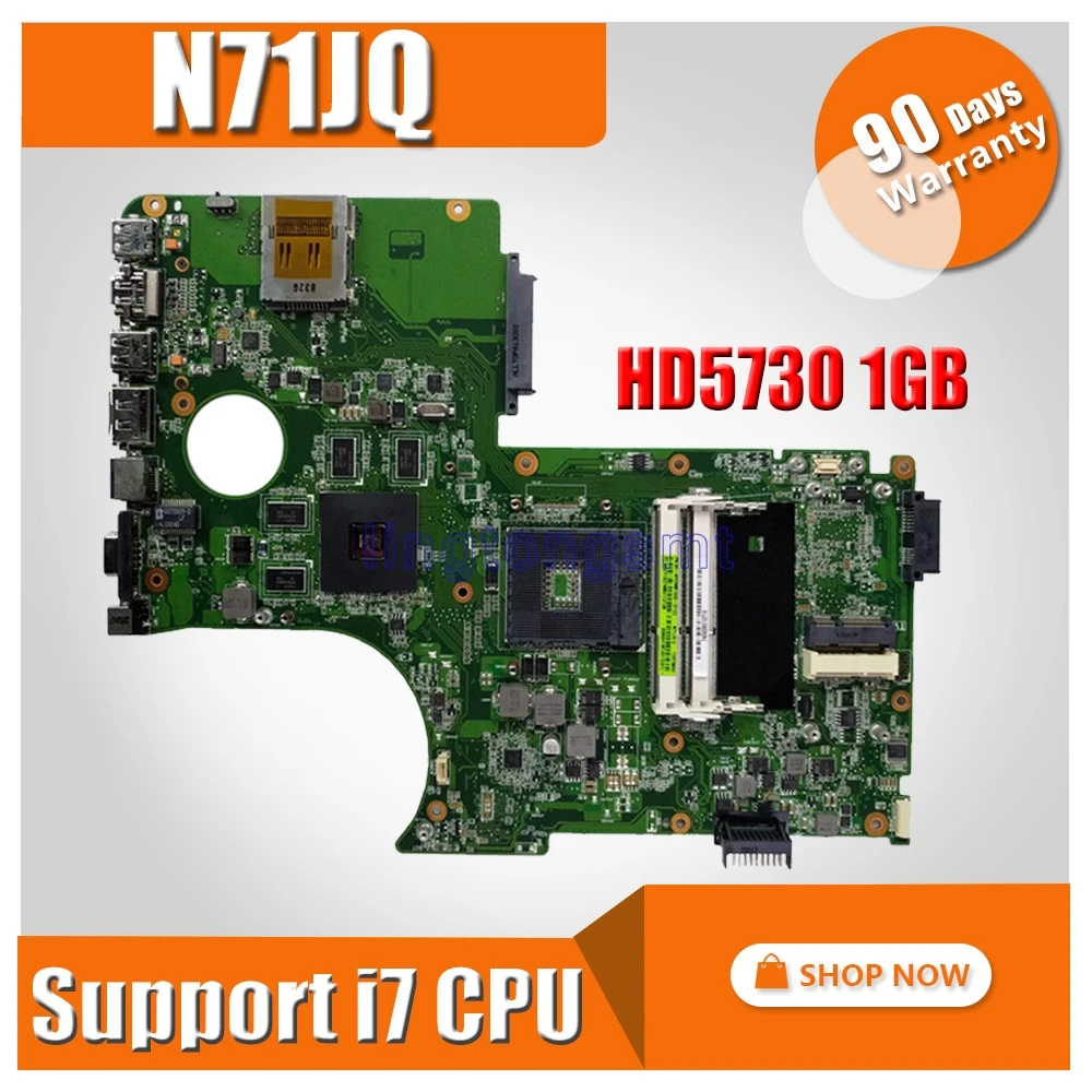 Поддержка i7 CPU Ноутбук Материнская плата For Asus N71J N71JA N71JQ материнская с HD5730 1 Гб