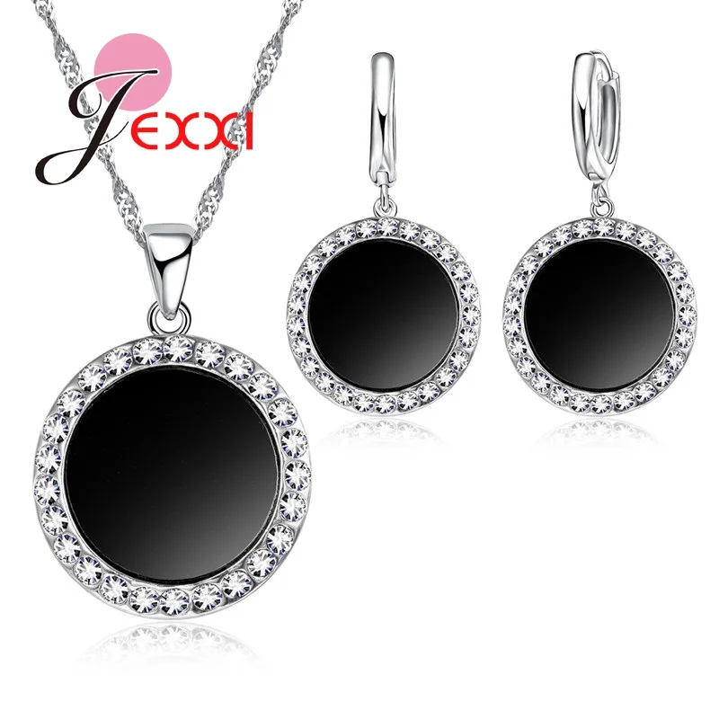 Luxury Stamped Silver Bridal Party Jewelry Set For Woman CZ Pendant