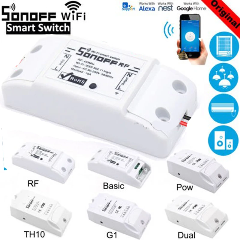 Sonoff RF WiFi умный переключатель 433 МГц рч приемник умный дом интеллектуальный пульт дистанционного управления беспроводной переключатель Wifi с Alexa Google Home