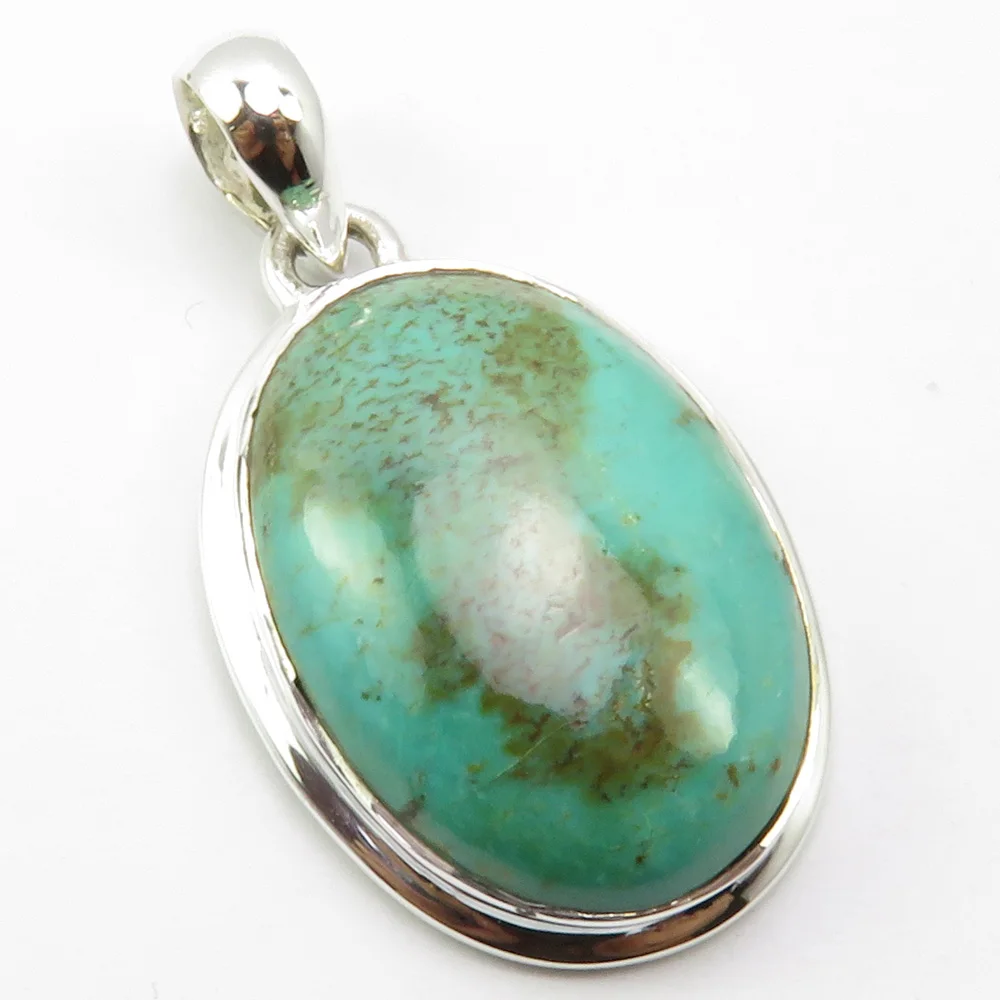 

India Unique Designed Silver Natural Turquoises Pendant 1.5" Engagement Wholesale Jewelry