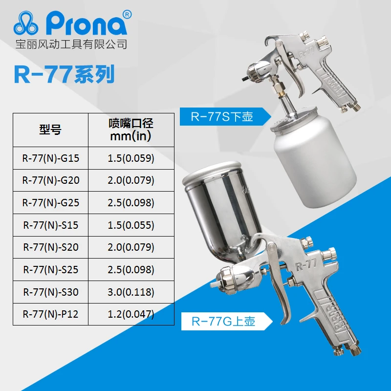 Prona R77 paint spray gun,free shipping 1.5,2.0,2.5,30.1.2mm nozzle to