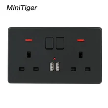 Minitiger настенный разъем питания двойной Великобритании стандартный отвод переключается 2.1A двойной USB зарядное устройство Порт светодиодный индикатор 146 мм* 86 мм черный цвет