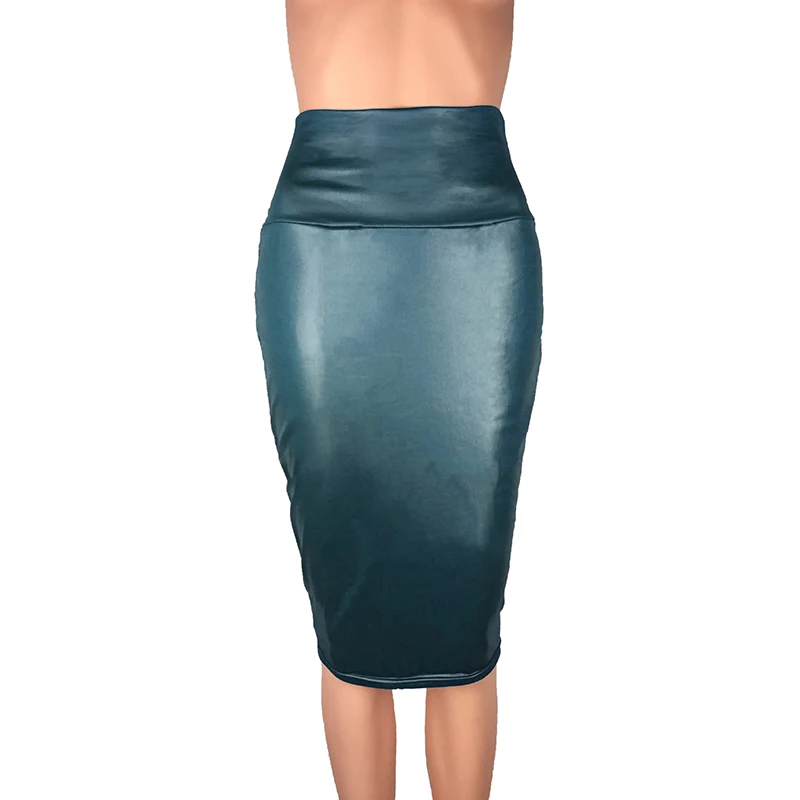 

Leather S/XL-3XL Straight Package Womens Skirt Lady Knee Length Hot Work Womens Faux Leather Casual High Waist