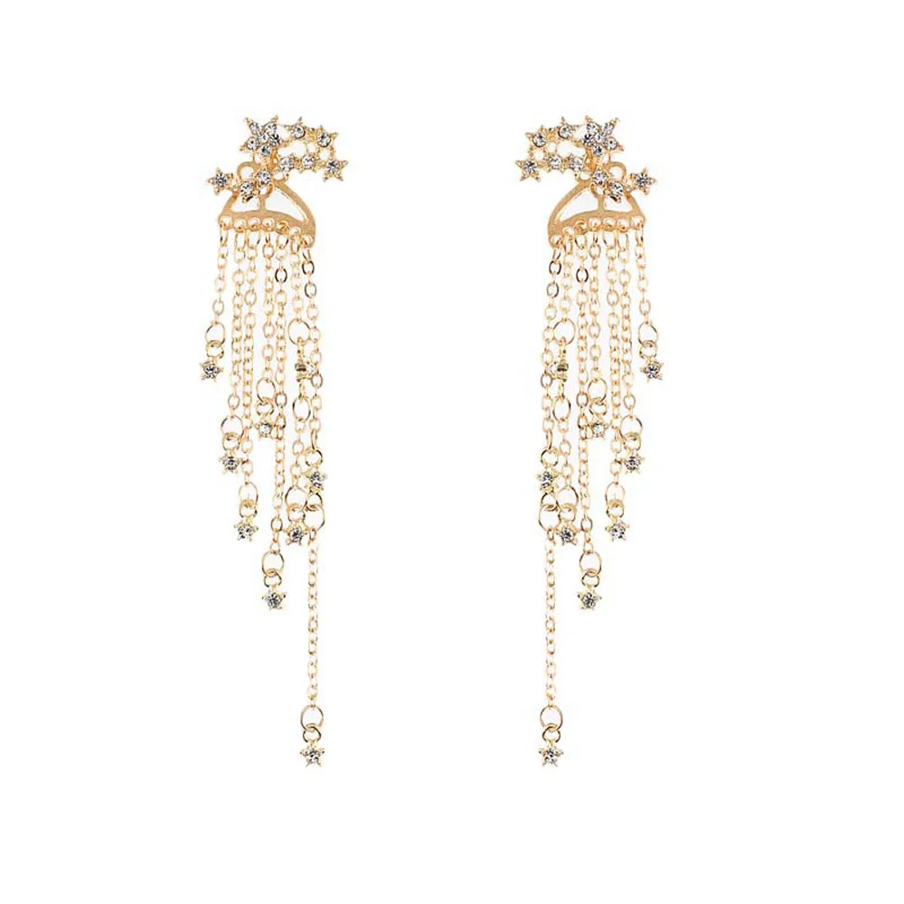 1 пара модные женские стильные золотые/звезда серебряного цвета обтекаемые длинные серьги с кисточками женские ювелирные изделия для девушек