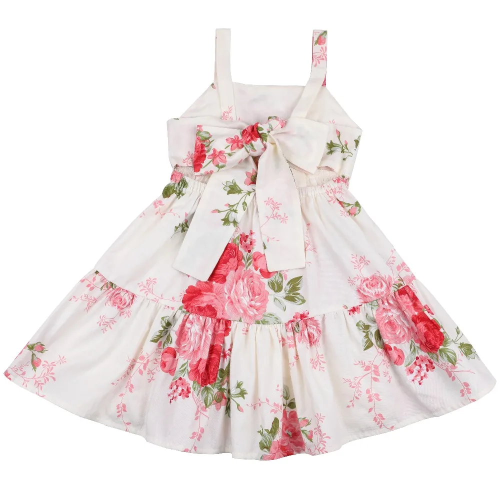 Flofallzique/ г.; розовая детская одежда с цветочным принтом; милые платья принцессы на бретельках с бантом на спине; новые платья для свадебной вечеринки; От 1 до 10 лет