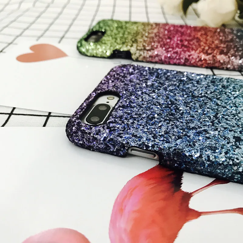Aoweziic Luxury Sexy Diamond Secret Colorful Gradient Glitter Bling Powder Case For iPhone6S Sparkle Cover For X XS 7 8 Plus Diy