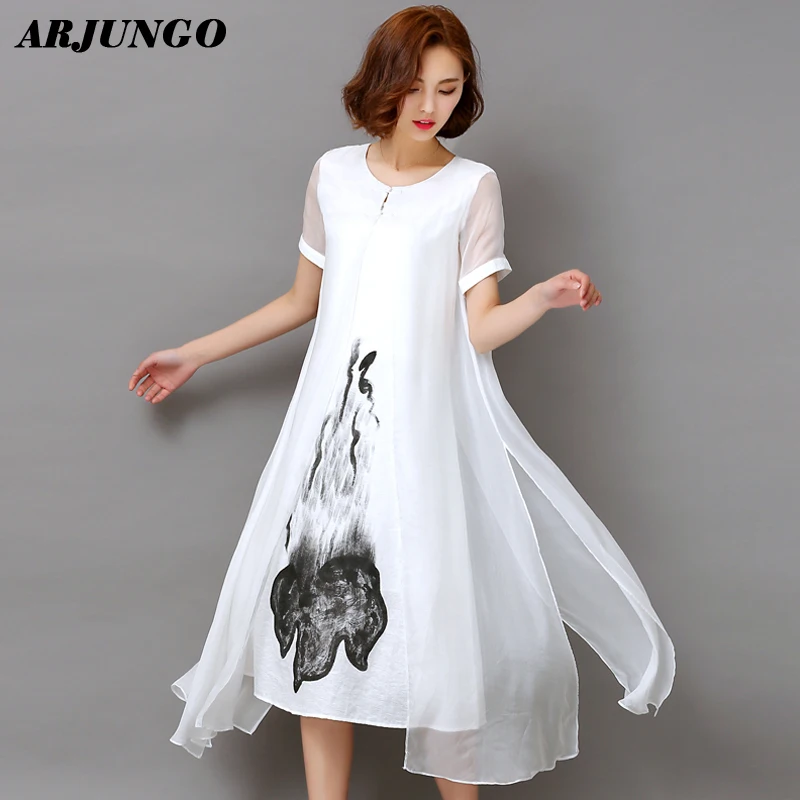 Cotton summer dresses with long sleeves 2017