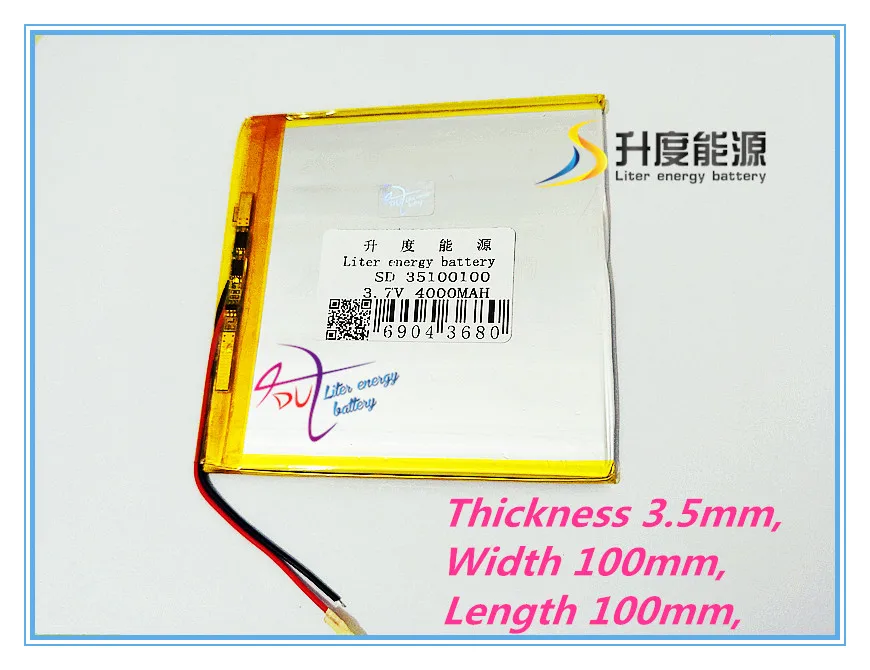 Rechargeable 3.7v li ion Tablet polymer battery 4000mah 35100100 laptop