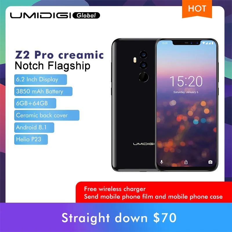 UMIDIGI Z2 Pro ceramic Edition 6," полноэкранный Смартфон Android 8,1 Helio P60 6 ГБ+ 128 Гб 16 МП 4G LTE NFC Беспроводной мобильный телефон