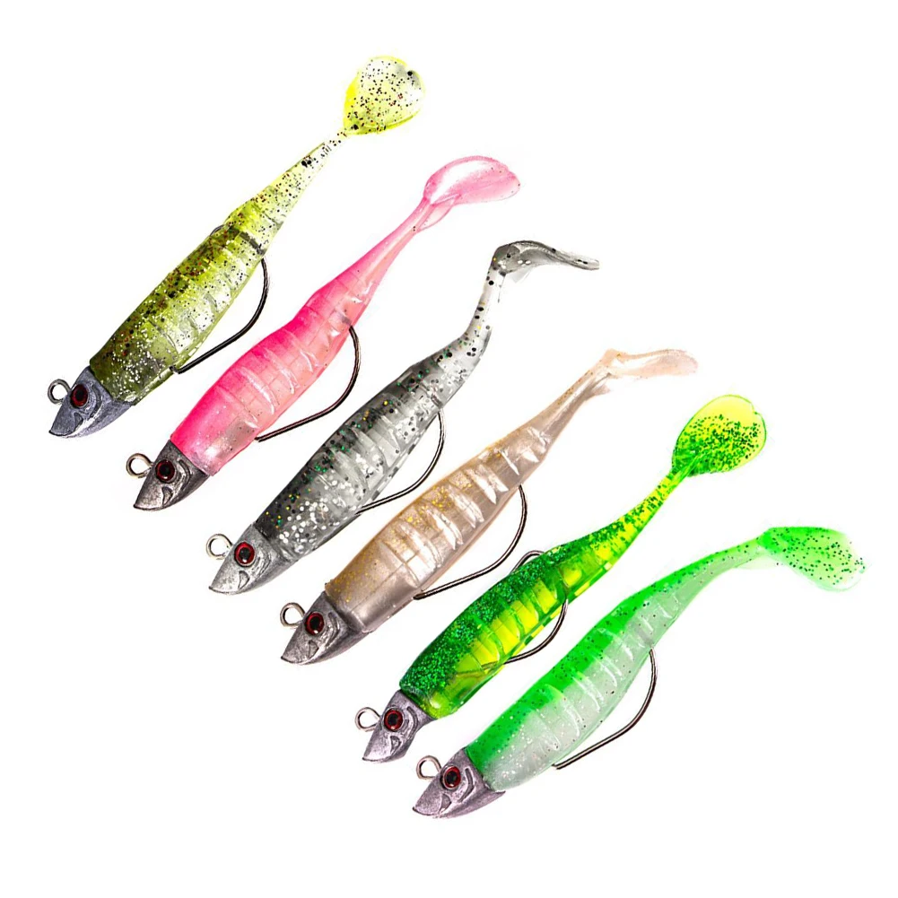 

3pcs/lot Soft Bait Fishing Lures Jigging DIY Lead Head Jig Fish T Tail Sea Bass Lure 9cm/15g 11cm/25g Fishing Tackle Lead Spoon