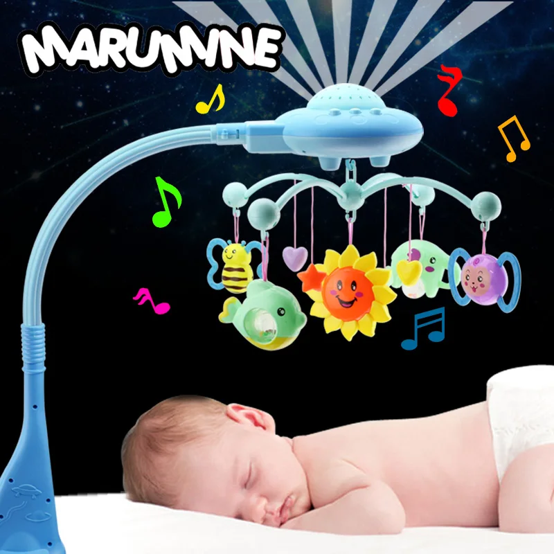 Berço do Bebê Móvel com Projeção de Luz Suporte para 0 12 Marumine Música Cama Sino Brinquedo & 50 Meses Newborn Infantis Meninos Meninas