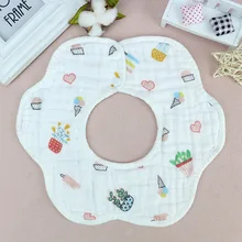 B&eacute;b&eacute; bavoir b&eacute;b&eacute; snap bib enfant anti-bave serviette 8 couche coton gaze 360 degr&eacute;s de rotation p&eacute;tales absorption d'eau(China)
