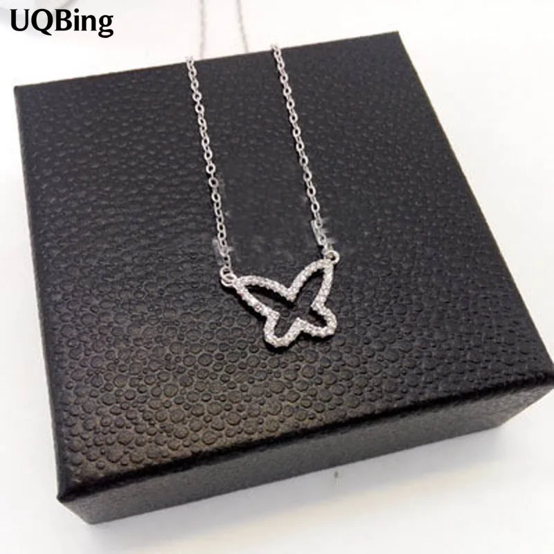 Silver Color Necklaces Crystal Butterfly Pendants&ampNecklaces Jewelry Collar Colar | Украшения и аксессуары