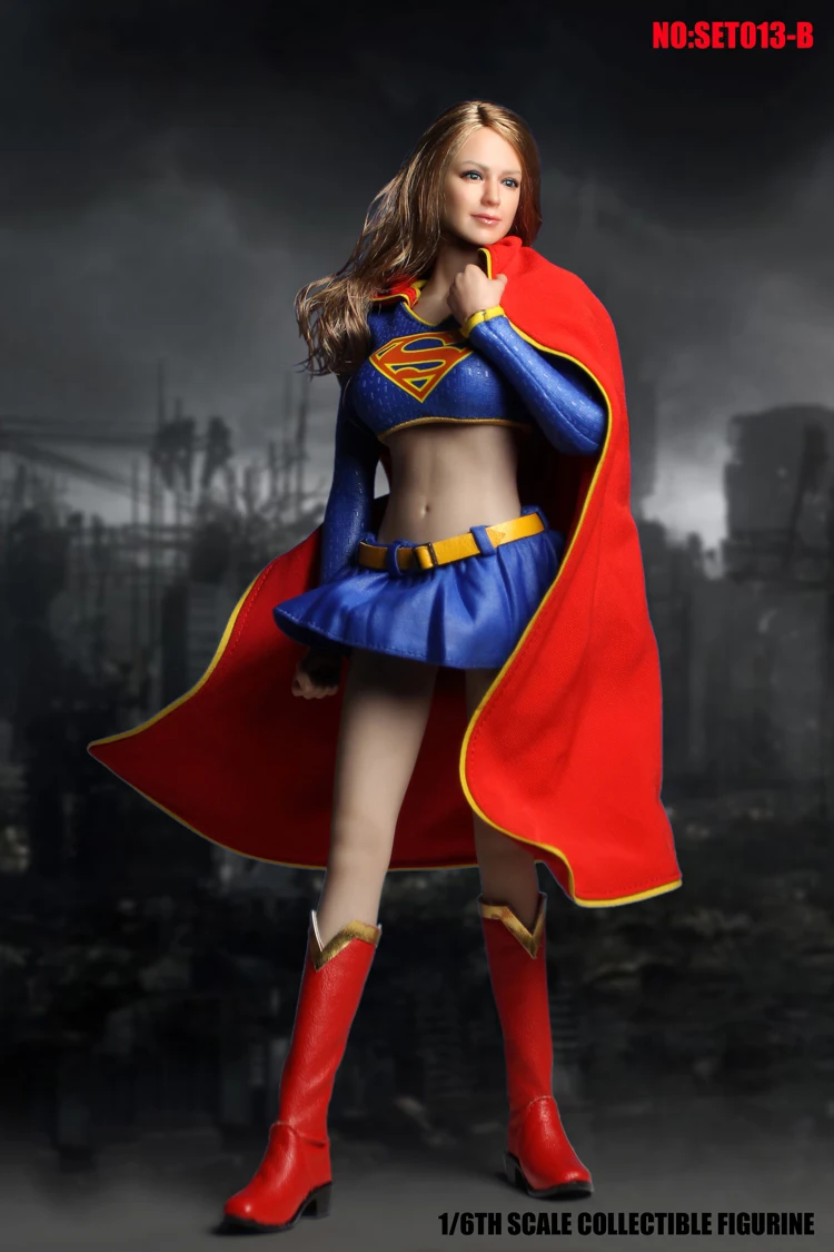 DIY COSPLAY 1/6 SET013B Female Clothes Set Supergirl Hero Suit Superwoman Series Accessories for 1:6 Suntan Action Figure Body