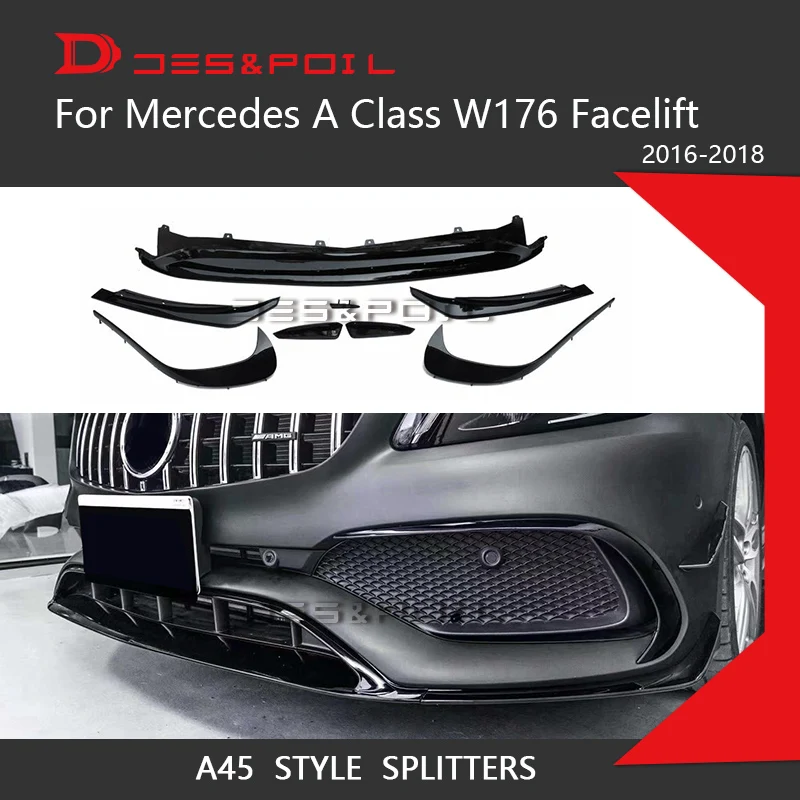 Для класса W176 подтяжка лица передний бампер для губ Canards разветвители для Mercedes Benz тюнинг передняя губа автомобиля Стайлинг A250 A220 A180
