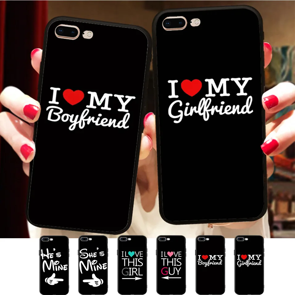 

I Heart My Boyfriend Girlfriend Funny Couple Matching Quotes Cover For Samsung Galaxy S7 edge S8 S9 Soft Phone Case