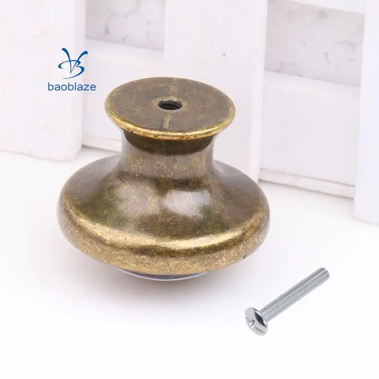 2pcs Vintage Brass Door Cabinet Cupboard Knobs Round Pull Handle Drawer Furniture Hardware - Skull