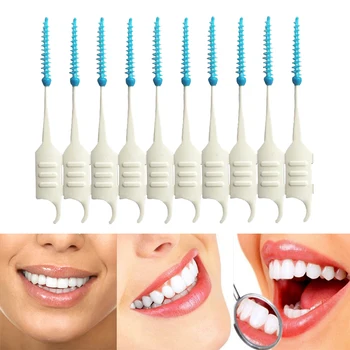 

200pcs Portable Microbrushing Double Floss Head Oral Hygiene Stick Deep Clean Interdental Toothpick Dental Flosser Plastic Brush