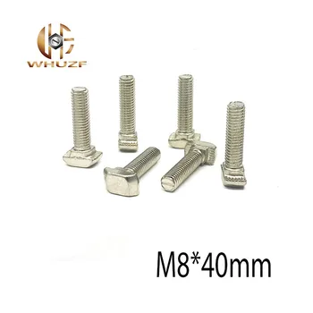 

30pcs 4040 Series M8*40mm Hammer Head T Bolt Screw Nickel Plated For 4040 Aluminum Profile T-slot t screw