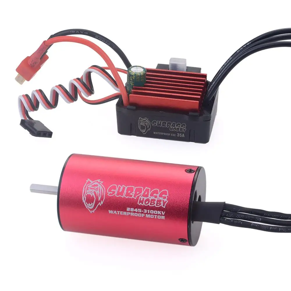 Surpass Hobby 방수 센서리스 브러시리스 모터, 1:12 RC 자동차 모델용, 2845 3100KV, 35A 브러시리스 ESC