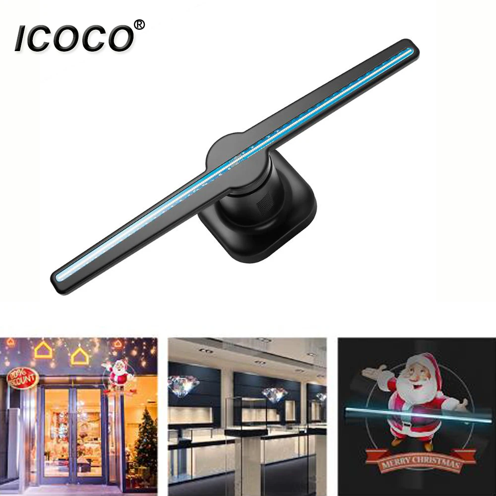 ICOCO Portable 3D LED Holographic Projector Hologram Player WIFI Holographic Display Fan With US/UK/EU/AU Plug Drop Shipping
